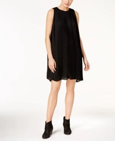 Shop Eileen Fisher Recycled Polyester Pleated Dress In Black