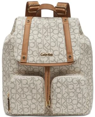 Shop Calvin Klein Teodora Cargo Signature Backpack In Almond/khaki/cashew