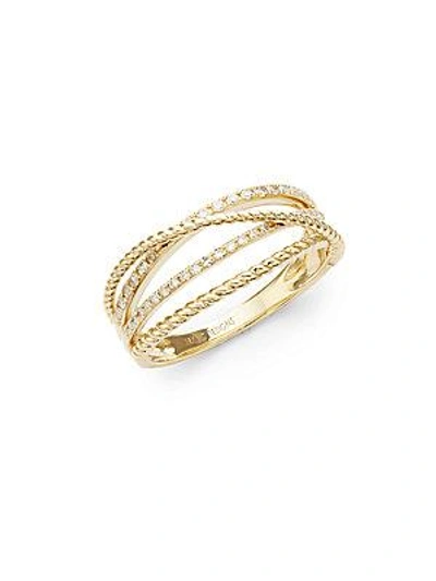 Shop Kc Designs Crisscross 14k White Diamond And 14k Gold Ring
