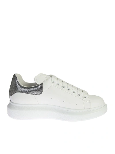 Shop Alexander Mcqueen Metallic And White Leather Sneakers
