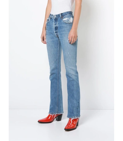 Shop Done Blue High-rise Bootcut Jeans In Light Blue