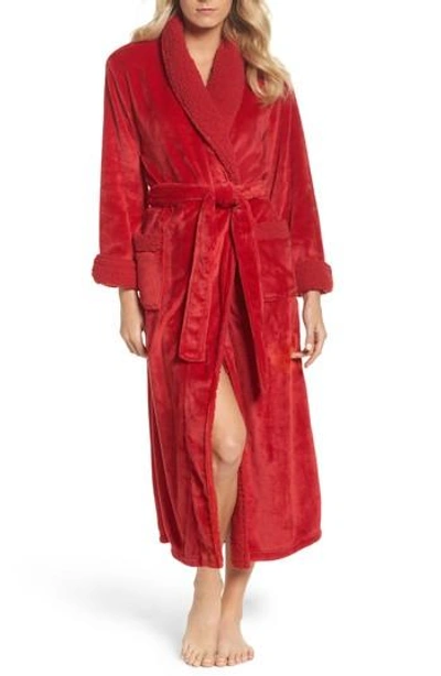 Shop Natori Plush Robe In Crimson Red