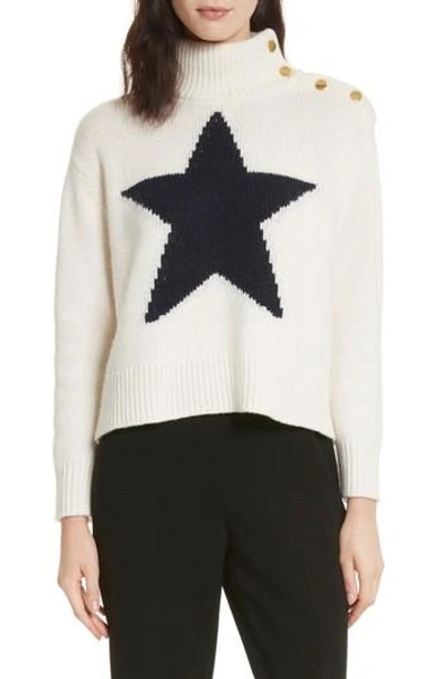 Shop Kate Spade Star Turtleneck Sweater In Cream/ Navy
