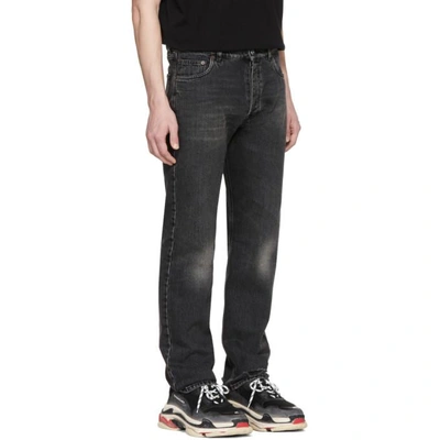 Shop Balenciaga Black Destroyed Hem 5 Jeans In 4226 - Ston