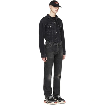Shop Balenciaga Black Destroyed Hem 5 Jeans In 4226 - Ston