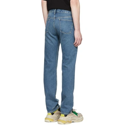 Shop Balenciaga Blue Destroyed Hem 5 Jeans In 4040 - Blea