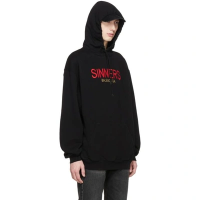 Balenciaga Sinners-embroidered Hooded Cotton Black |
