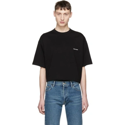 Shop Balenciaga Black Oversized Small Logo T-shirt In 1000 Black