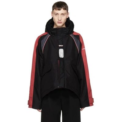 Balenciaga Oversized Contrast-panel Parka In 1086 Black/red | ModeSens