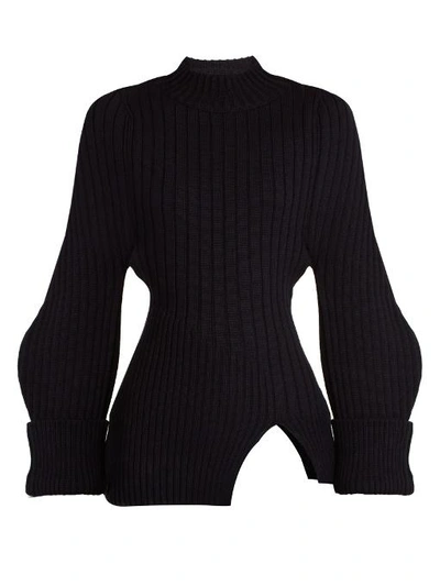 Jacquemus La Maille Pablo Ribbed-knit Wool Sweater In Navy | ModeSens