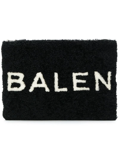 Shop Balenciaga Shearling Pouch In Black