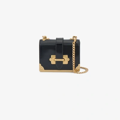 Shop Prada Black Cahier Micro Patent Leather Box Bag