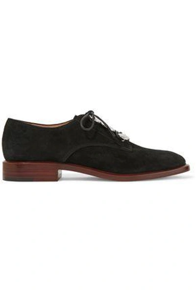 Shop Alexander Wang Woman Matilda Embellished Suede Brogues Black