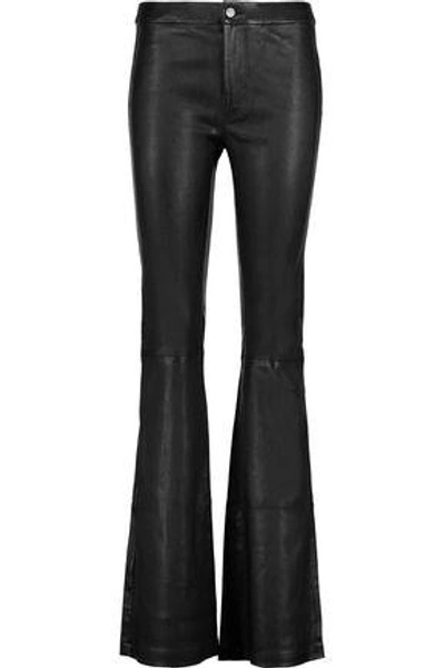 Shop J Brand Vivia Stretch-leather Flared Pants In Black