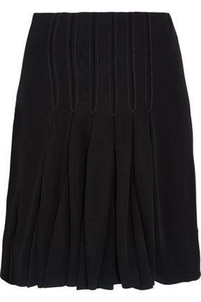 Shop Atlein Woman Pleated Stitched Jersey Skirt Black