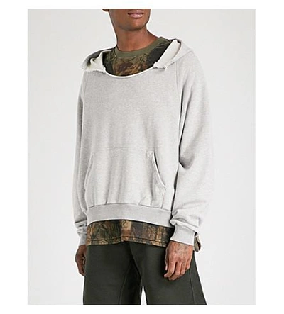 Shop Yeezy Season 5 Rip Cotton-jersey Hoody In Heather