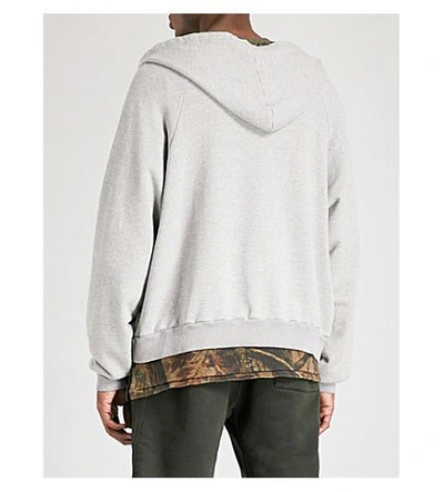 Shop Yeezy Season 5 Rip Cotton-jersey Hoody In Heather