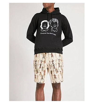 Shop Undercover Boy Girl-print Cotton-jersey Hoody In Black