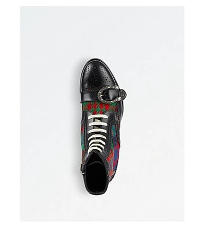 Shop Gucci Queercore Tartan-detail Leather Boots In Blk/other