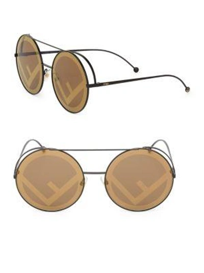Shop Fendi Runaway 63mm Round Sunglasses In Gold