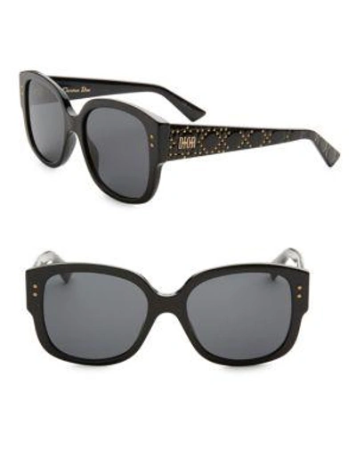 Shop Dior Lady  Studs 54mm Square Sunglasses In Dark Havana