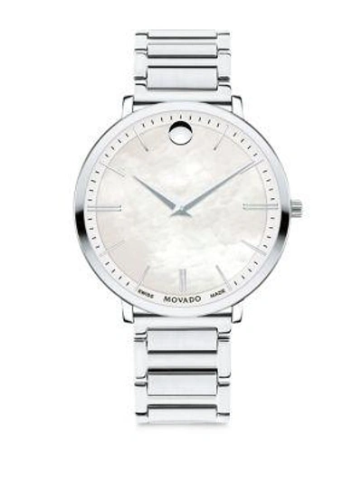 Shop Movado Women's Ultra Slim Stainless Steel Bracelet Watch In Silver
