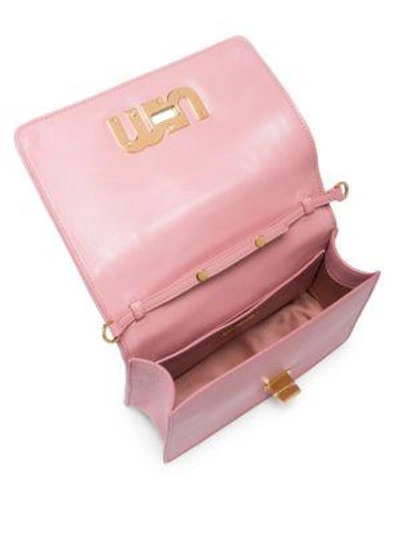 Shop Miu Miu Leather Mini Crossbody Bag In Orchidea