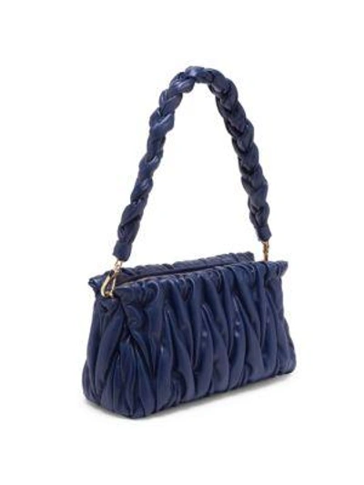 Shop Miu Miu Smocked Leather Shoulder Bag In Blue