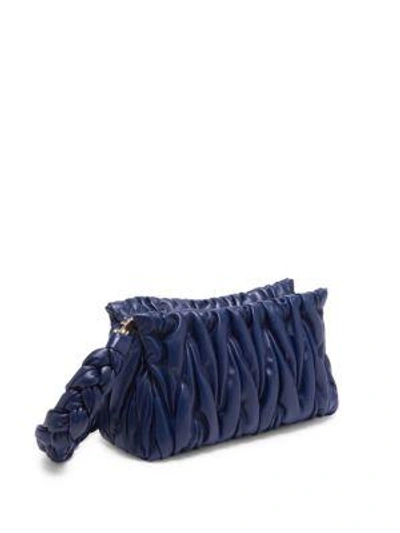 Shop Miu Miu Smocked Leather Shoulder Bag In Blue