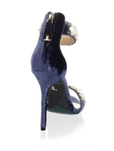 Shop Louis Leeman Pearl Ankle Strap Sandals In Blue