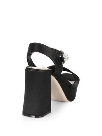 Shop Miu Miu Ankle Strap Platform Sandals In Black