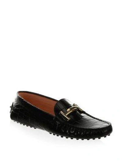 Shop Tod's Leather Driving Loafers In Black