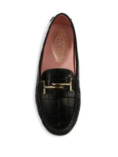 Shop Tod's Leather Driving Loafers In Black