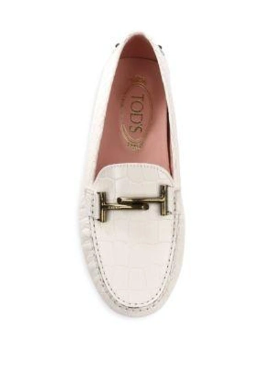 Shop Tod's Leather Driving Loafers In White