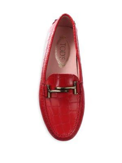 Shop Tod's Leather Driving Loafers In Red