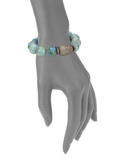 Shop Bavna Pavé Diamond & Agate Bead Bracelet In Multi