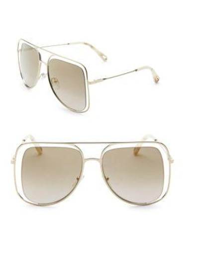 Shop Chloé Poppy Square Sunglasses In Gold