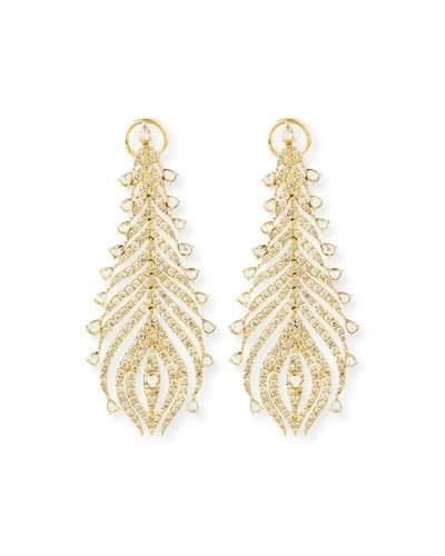 Shop Sutra 18k Yellow Gold Diamond Feather Earrings