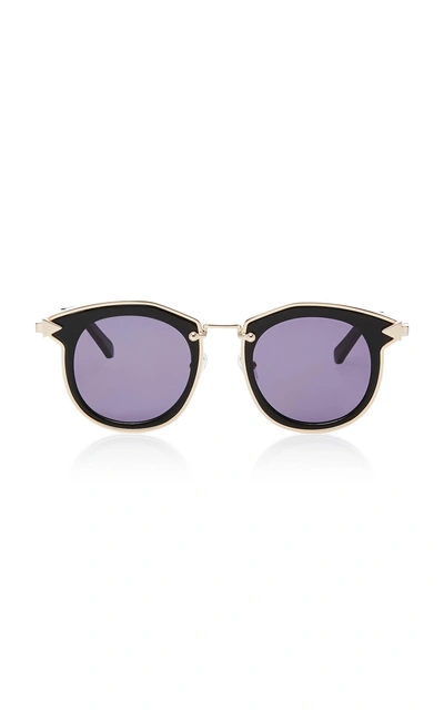 Shop Karen Walker Bounty Round-frame Acetate And Metal Sunglasses In Black