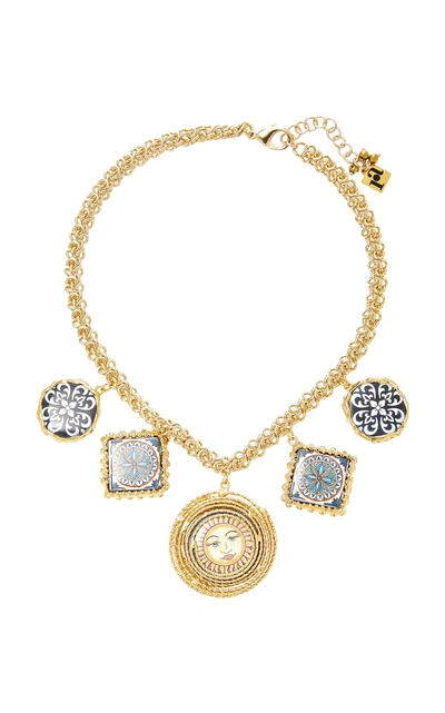 Shop Rosantica Ciucciue Gold-tone Brass And Ceramic Necklace In Multi