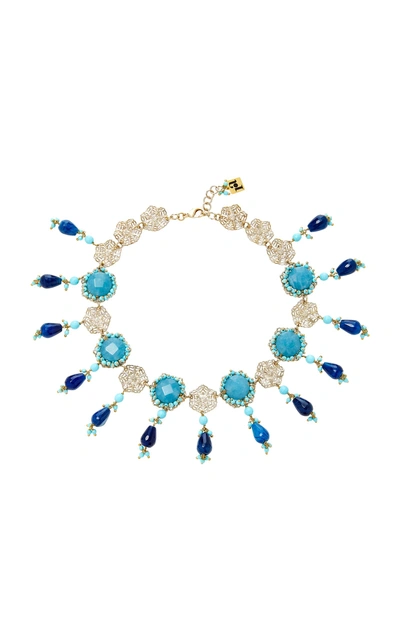 Shop Rosantica Gold-tone Brass Turquoise Necklace In Multi