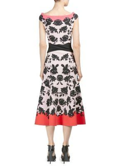 Shop Alexander Mcqueen A-line Midi Dress In Rose Black