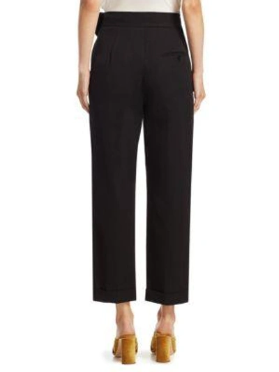Shop Carven Ruffle Cropped Cotton Pants In Black