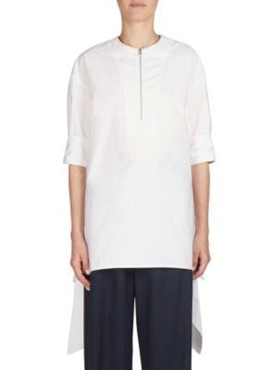 Shop Cedric Charlier Elbow-length Sleeve Poplin Tunic In White