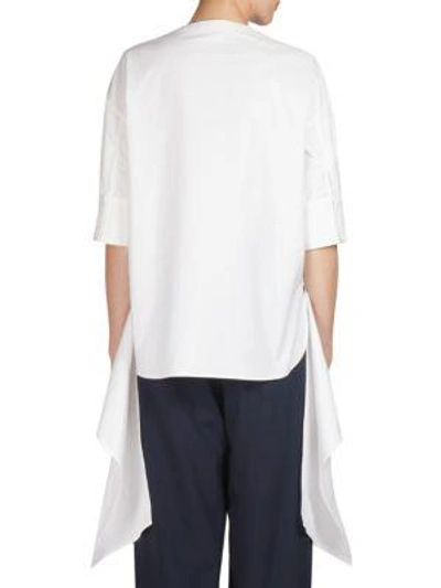 Shop Cedric Charlier Elbow-length Sleeve Poplin Tunic In White