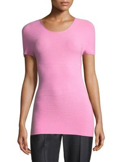 Shop Giorgio Armani Ottoman Knit Top In Pink