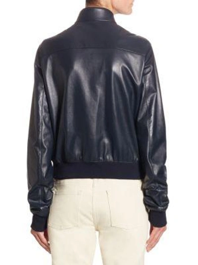 Shop The Row Erhly Leather Jacket In Navy