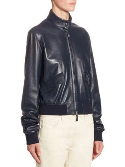 Shop The Row Erhly Leather Jacket In Navy