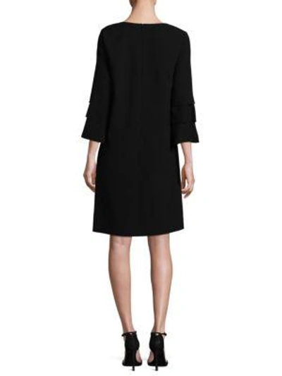 Shop Lafayette 148 Velez Tiered-sleeve Shift Dress In Black