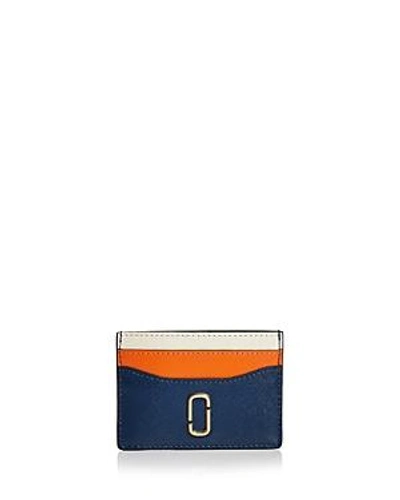 Shop Marc Jacobs Snapshot Leather Card Case In Blue Sea